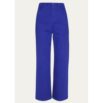 LAPOINTE Cobalt Blue High Waist Stretch Cotton Twill Wide Leg Jeans 25 0 Saks