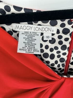 Maggie London Cap Sleeve Lined Sheath Dress Red with Pockets Womens Size 10 EUC - Thumbnail 5
