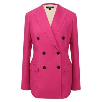 Theory 100% Linen Womens Barbie Pink Tailored Blazer Jacket Size 2 Spring Summer - Thumbnail 3