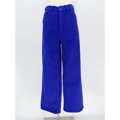 LAPOINTE Cobalt Blue High Waist Stretch Cotton Twill Wide Leg Jeans 25 0 Saks - Thumbnail 3