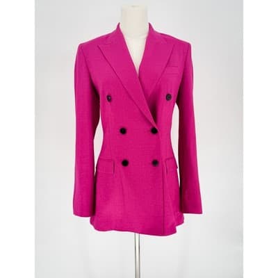 Theory 100% Linen Womens Barbie Pink Tailored Blazer Jacket Size 2 Spring Summer - Thumbnail 2