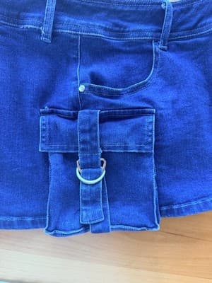 Machine Denim y2k Micro Mini Cargo Buckle Skirt Size M Medium EUC - Thumbnail 5