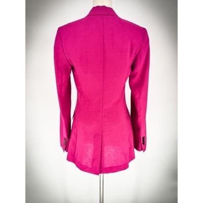 Theory 100% Linen Womens Barbie Pink Tailored Blazer Jacket Size 2 Spring Summer - Thumbnail 6