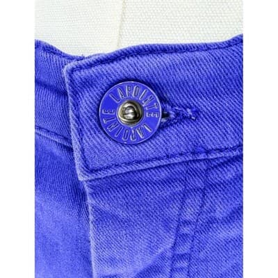 LAPOINTE Cobalt Blue High Waist Stretch Cotton Twill Wide Leg Jeans 25 0 Saks - Thumbnail 4