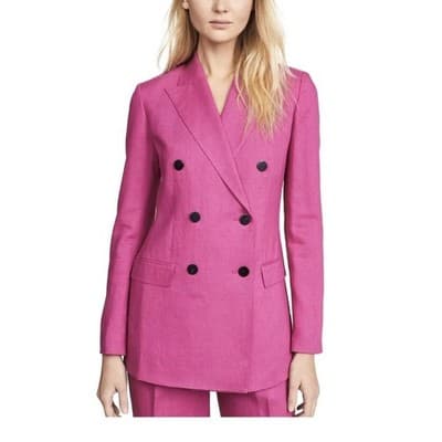 Theory 100% Linen Womens Barbie Pink Tailored Blazer Jacket Size 2 Spring Summer