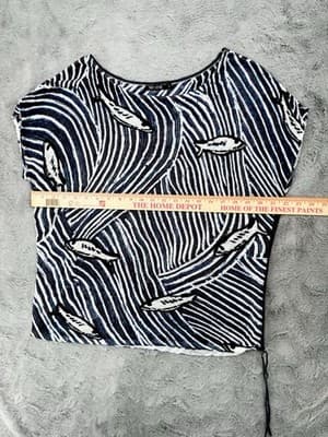 NIC+ZOE Ocean Knit Linen Rayon Fish Print Short Sleeve Sweater Resort Vacation M - Thumbnail 5