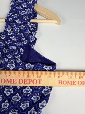 Aqua Blue Tile Print Tiered Dress Poplin Womens Small S 100% Cotton Vacation - Thumbnail 5