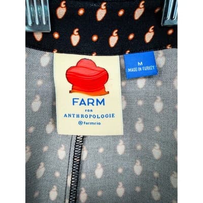 Farm Rio x Anthropologie Tucker Tropical Fruit Wide Leg Paperbag Pants Black M - Thumbnail 6