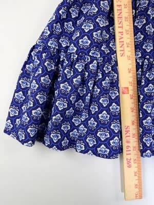 Aqua Blue Tile Print Tiered Dress Poplin Womens Small S 100% Cotton Vacation - Thumbnail 6