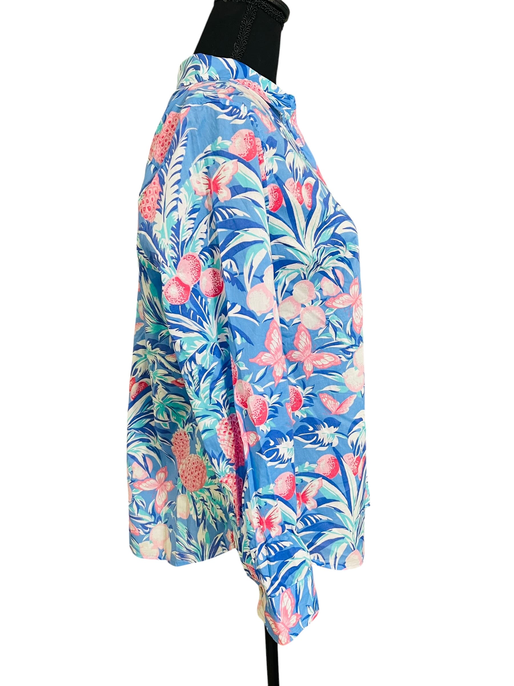 Talbots Floral L/S Button Up Tropical Blouse/Top - Thumbnail 5