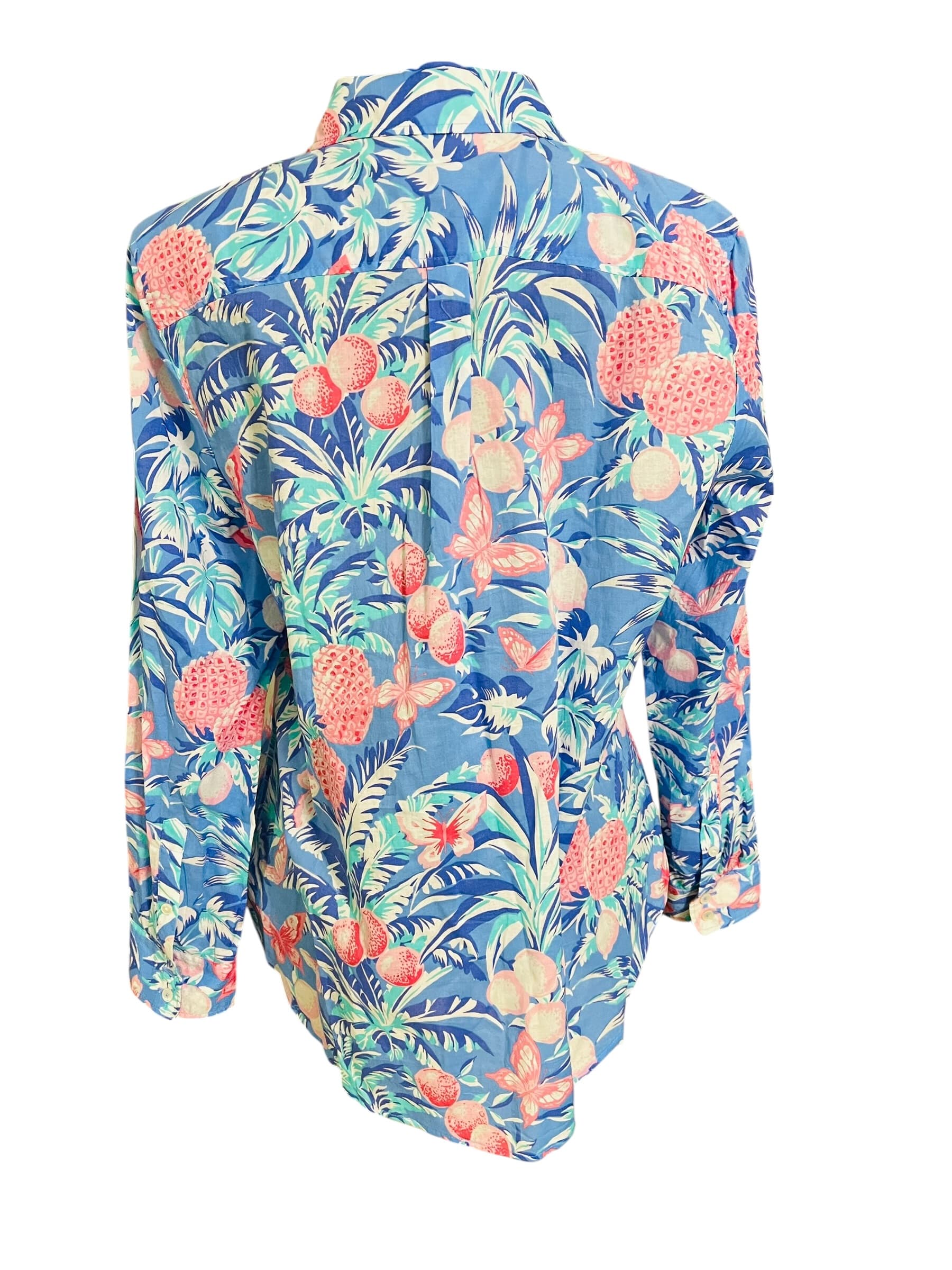 Talbots Floral L/S Button Up Tropical Blouse/Top - Thumbnail 6