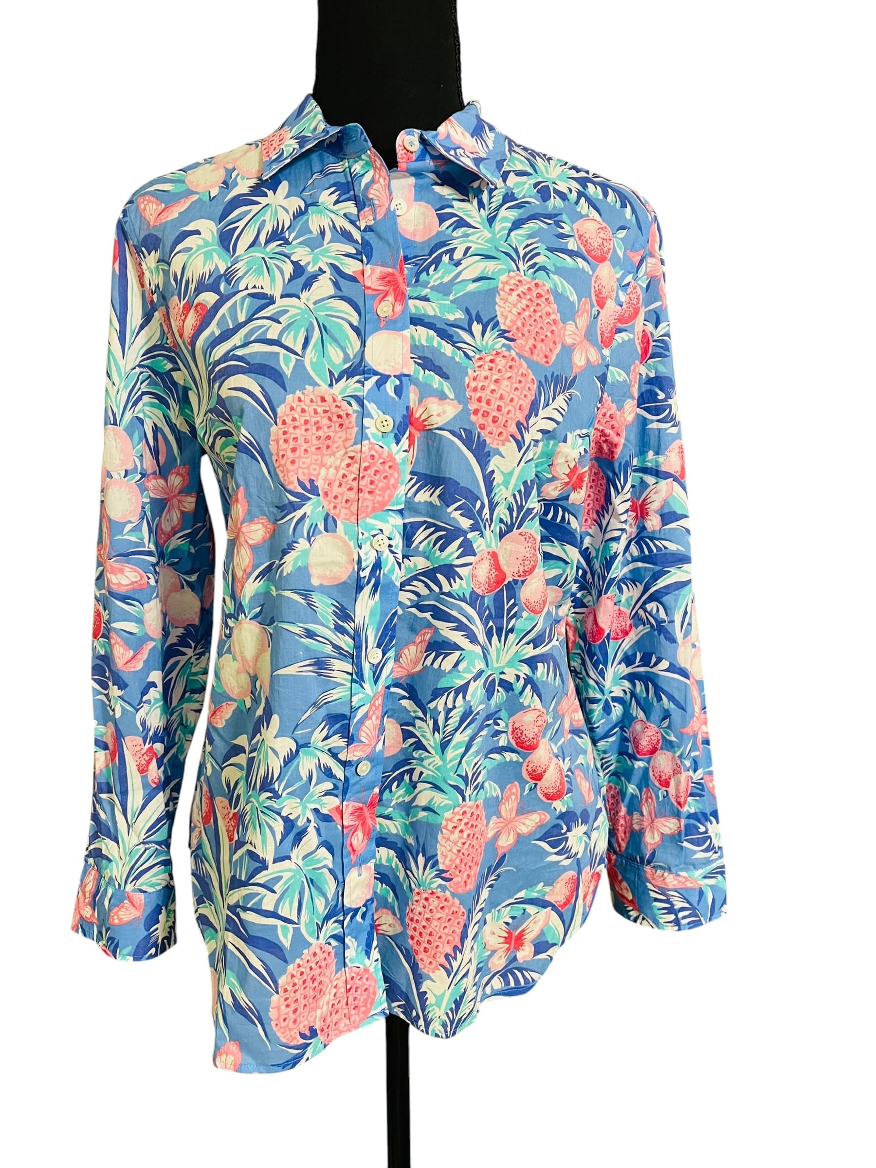 Talbots Floral L/S Button Up Tropical Blouse/Top - Thumbnail 9