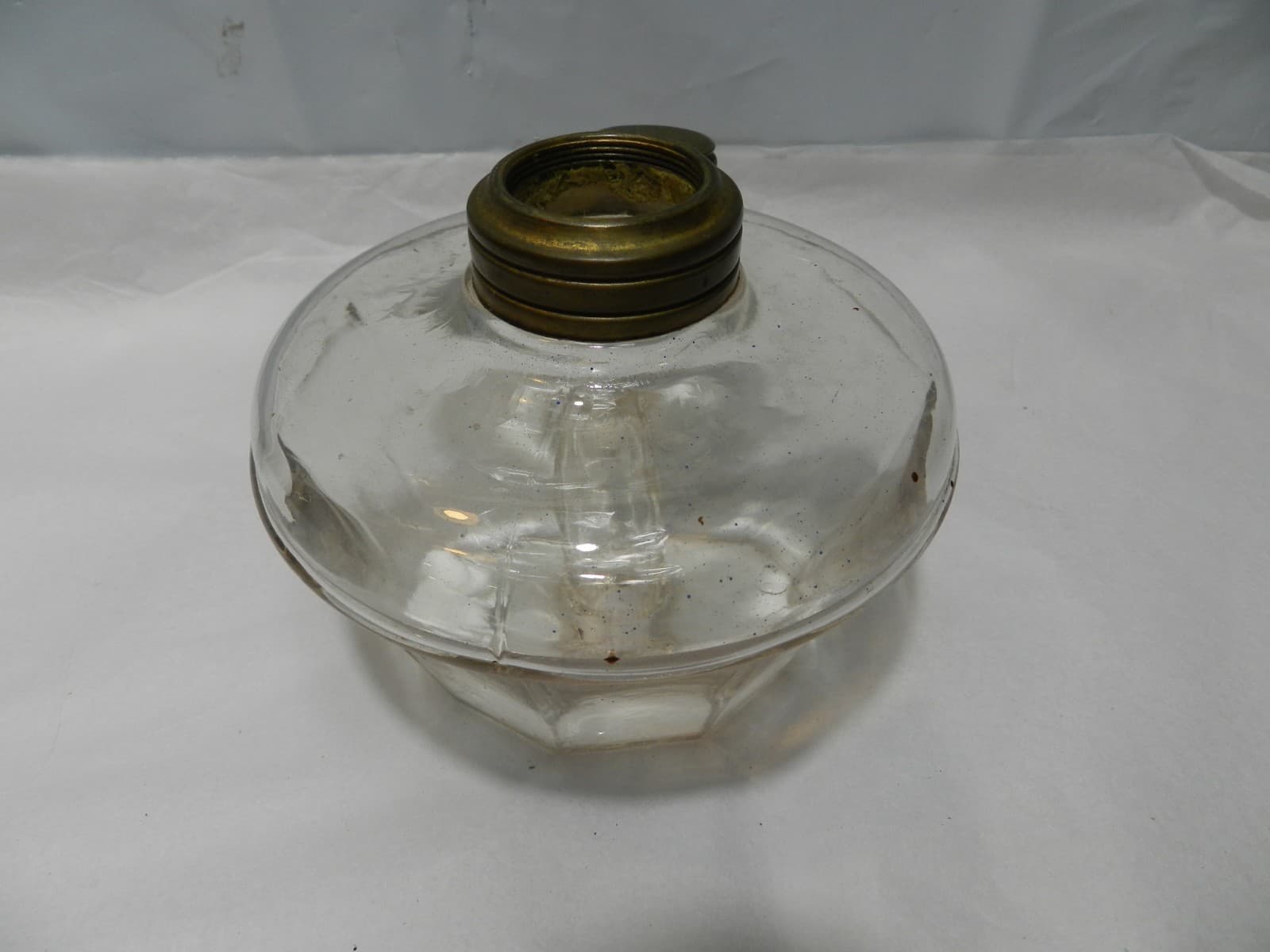 Antique Orpens Pat. July 29 1862 Oil Lamp Clear Glass Reservior (B6S) - Thumbnail 2