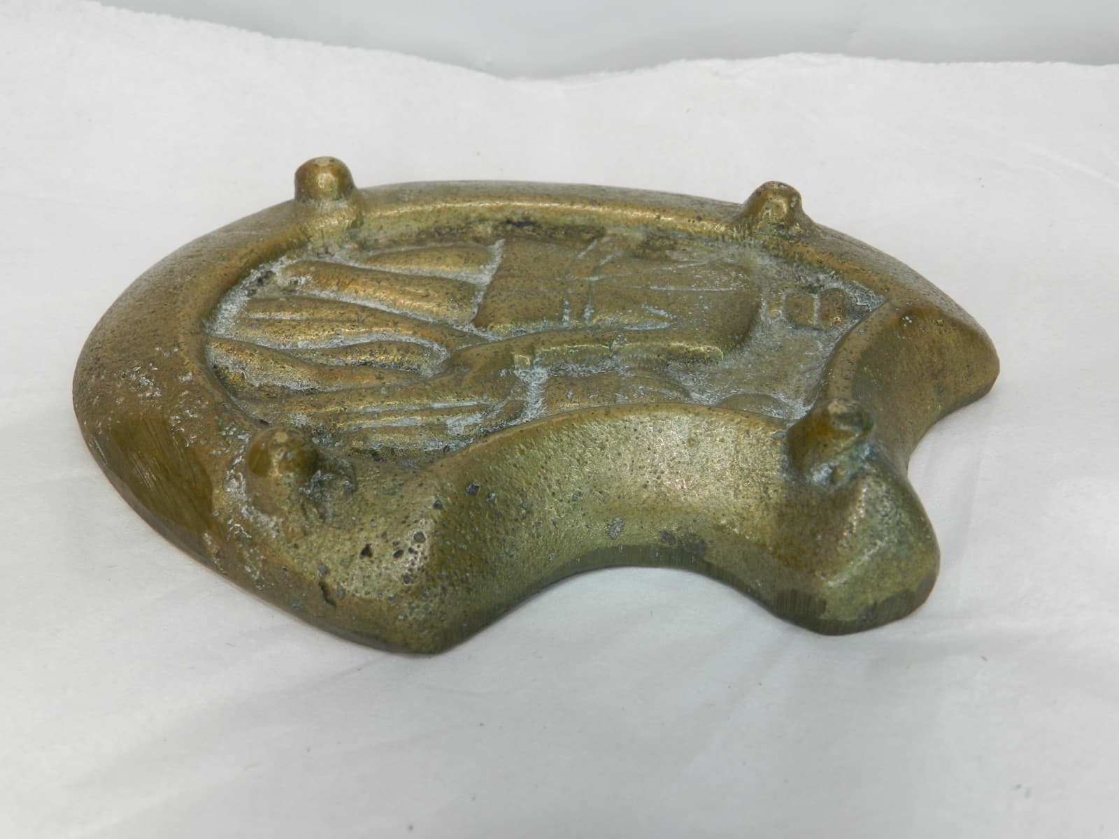 German Soldier WWI Original Brass Naughty Ashtray Trinket Paperweight B7S - Thumbnail 3