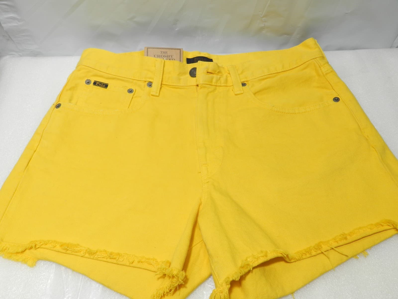 NWT Polo Ralph Lauren Womens Size 27 The Crosby Relaxed Denim Shorts Yellow E73K - Thumbnail 4
