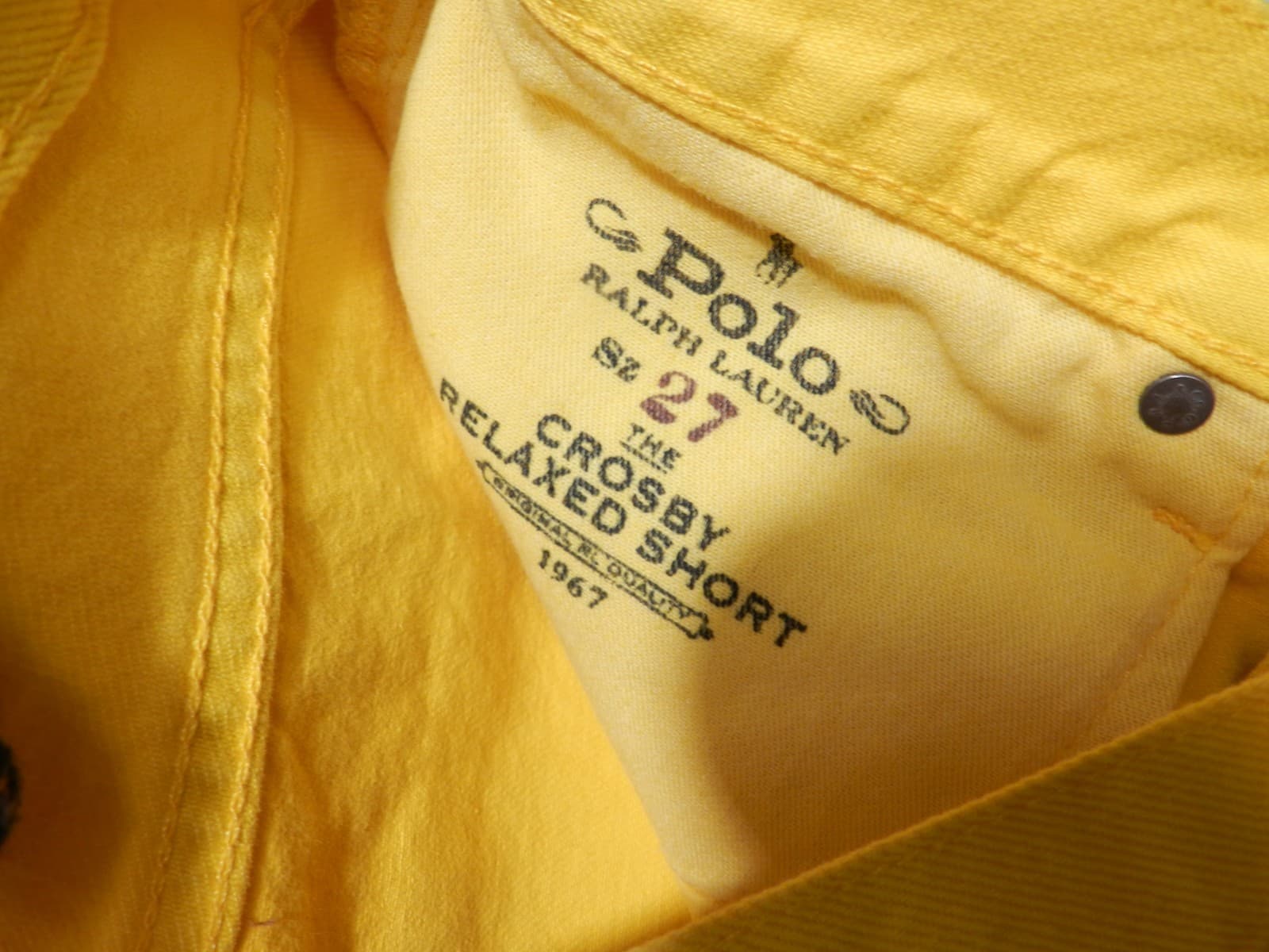 NWT Polo Ralph Lauren Womens Size 27 The Crosby Relaxed Denim Shorts Yellow E73K - Thumbnail 6