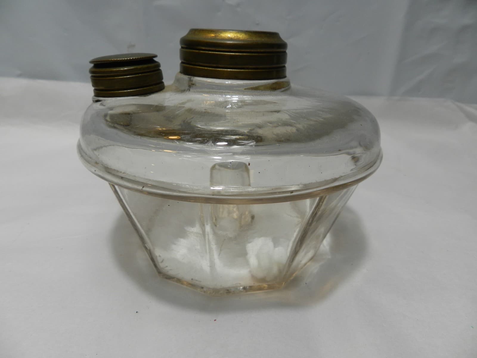 Antique Orpens Pat. July 29 1862 Oil Lamp Clear Glass Reservior (B6S) - Thumbnail 4