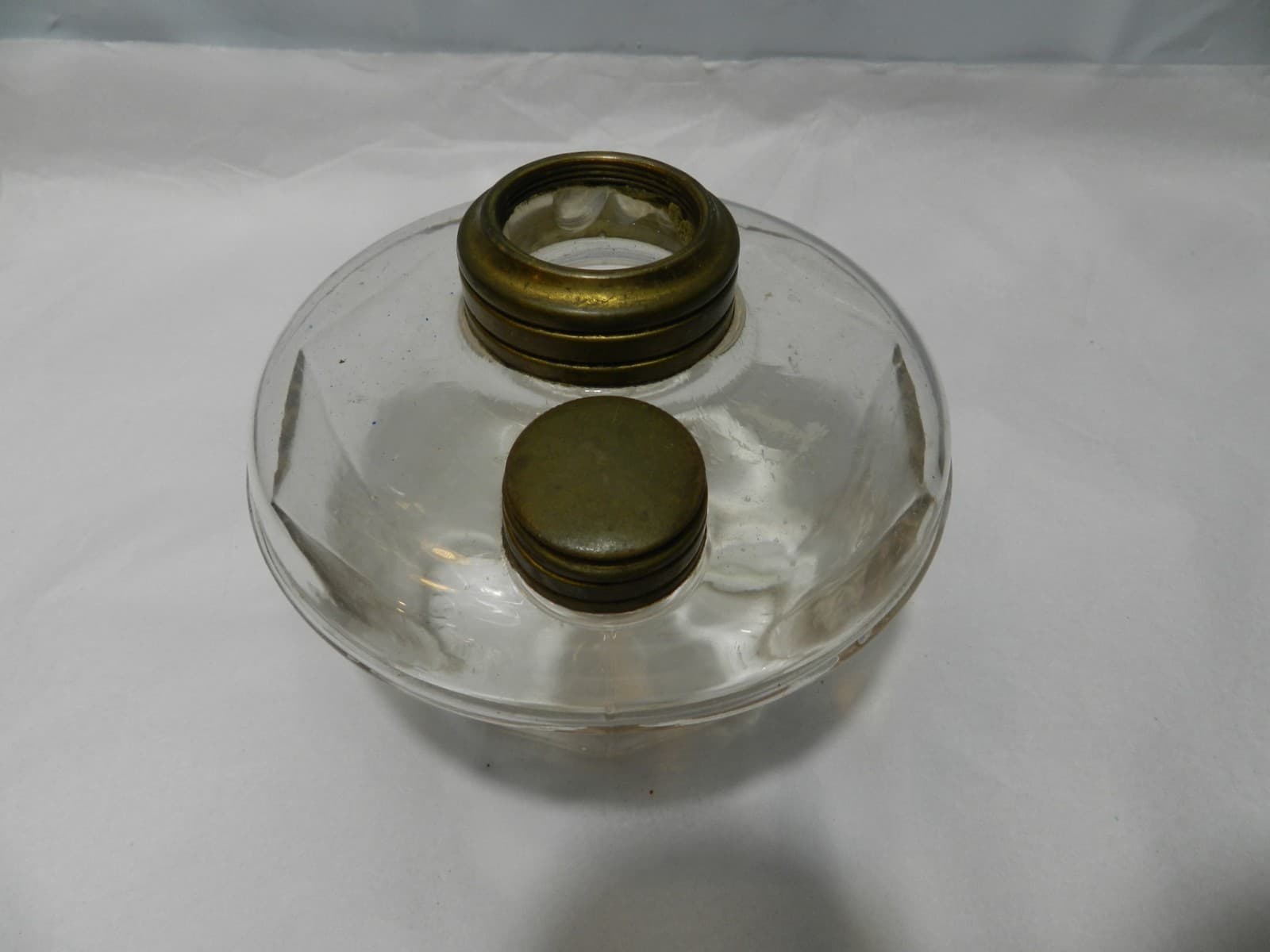 Antique Orpens Pat. July 29 1862 Oil Lamp Clear Glass Reservior (B6S) - Thumbnail 3