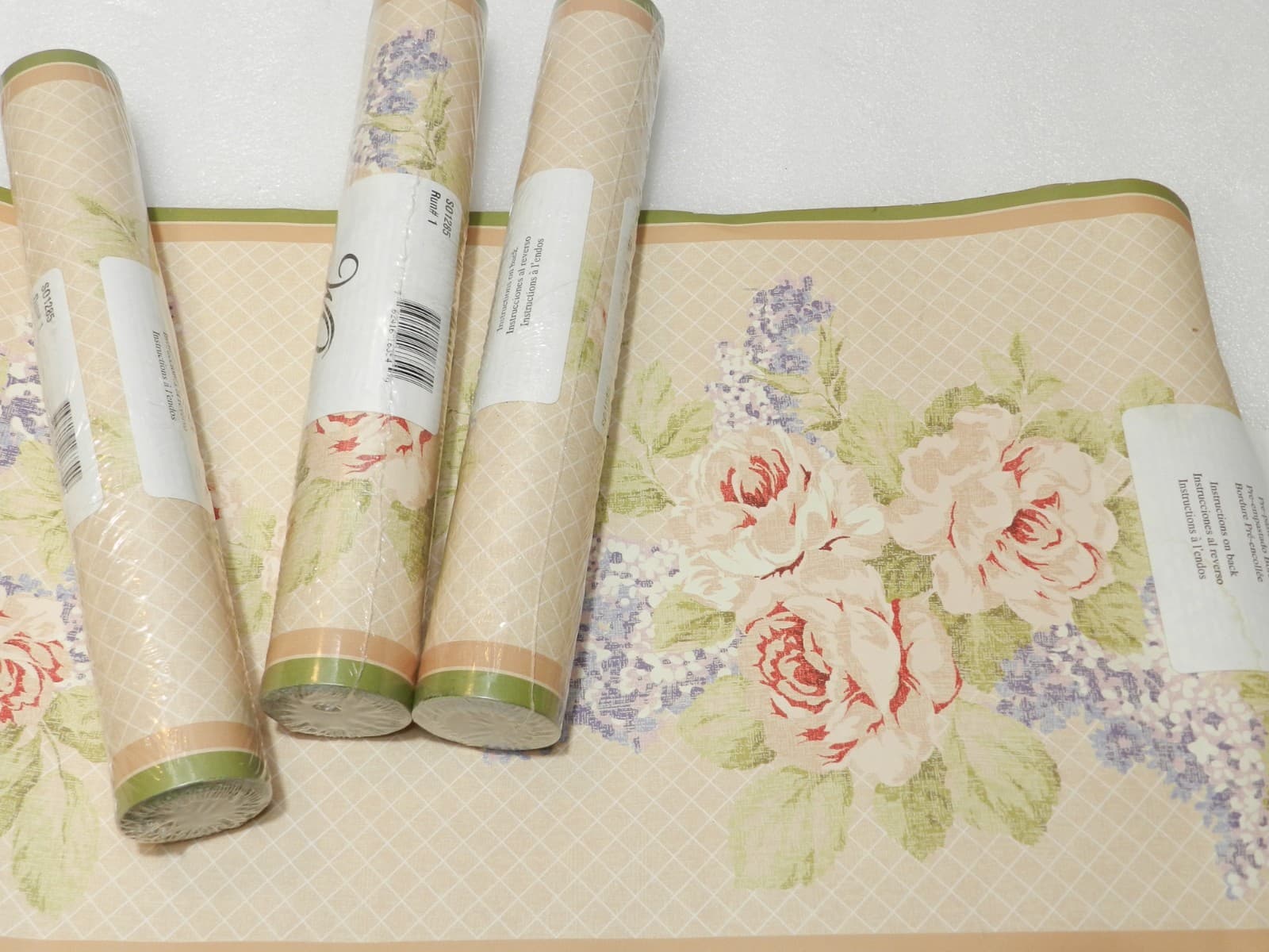 4 Vintage Retired Wallquest Prepasted Wallpaper Border S01285 Floral Pattern E71