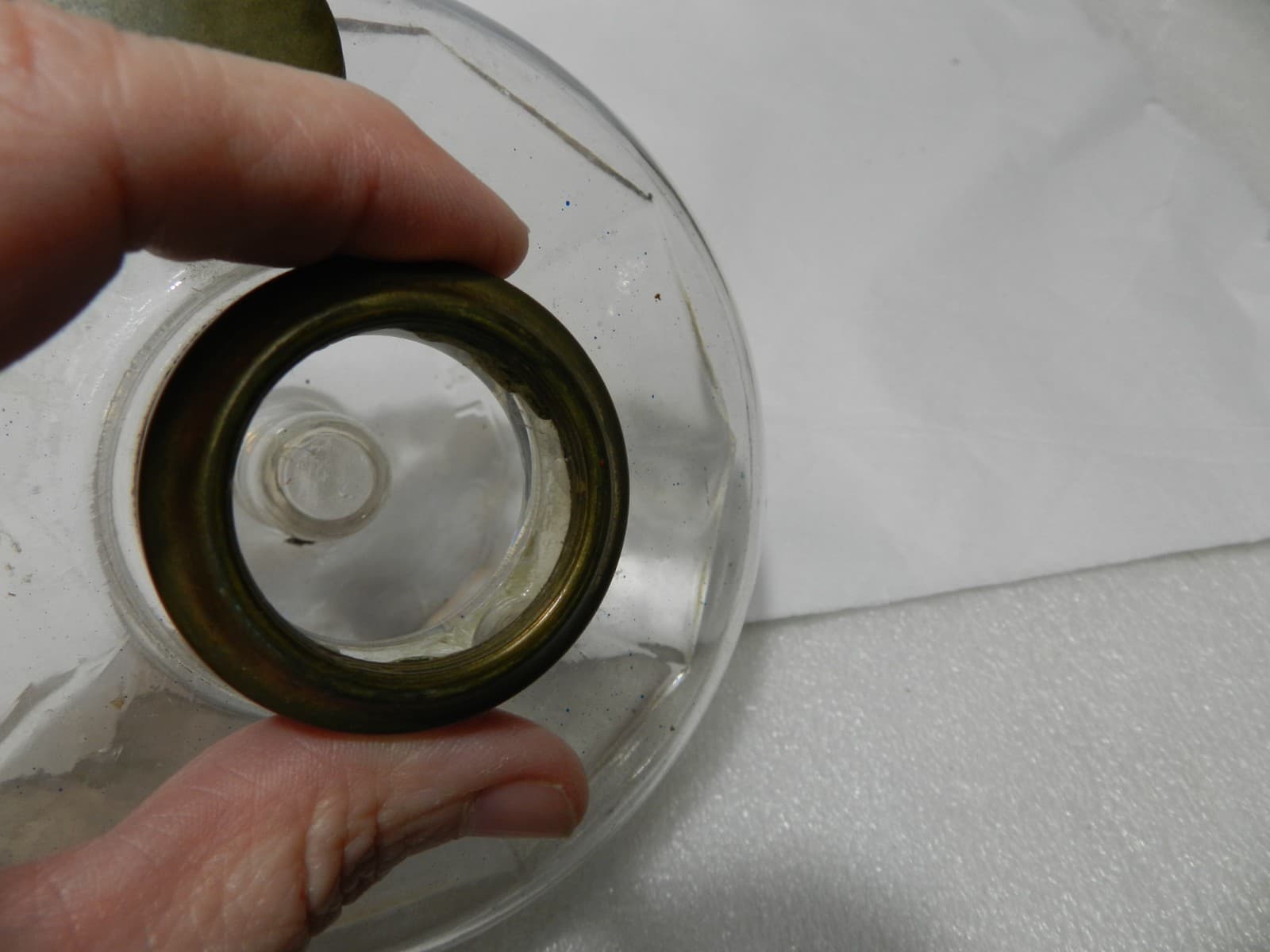 Antique Orpens Pat. July 29 1862 Oil Lamp Clear Glass Reservior (B6S) - Thumbnail 9