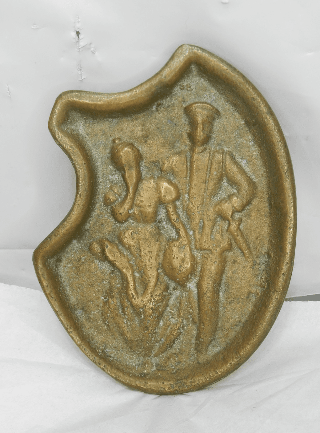 German Soldier WWI Original Brass Naughty Ashtray Trinket Paperweight B7S