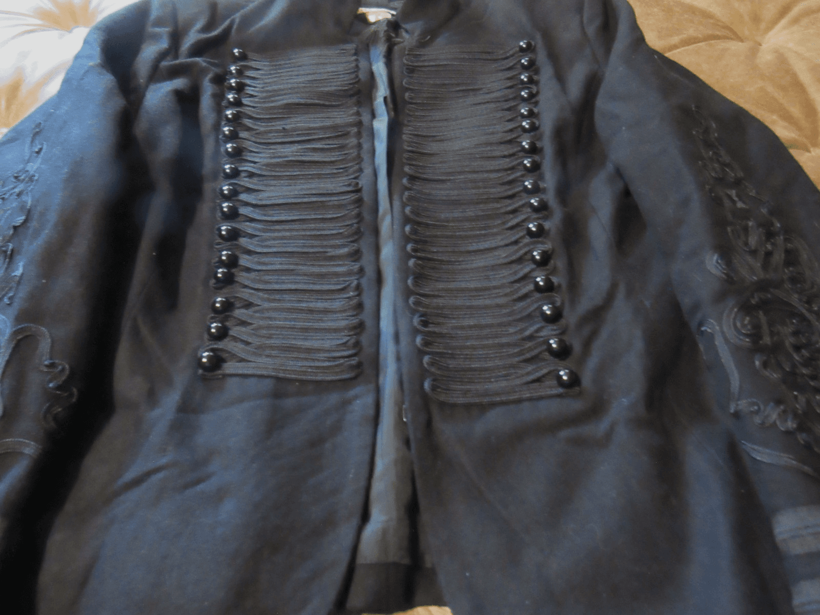 Peter Nygard Military-Style w/ Soutache Lace Trim Jacket Black WOMEN'S SZ 16 J2K - Thumbnail 2