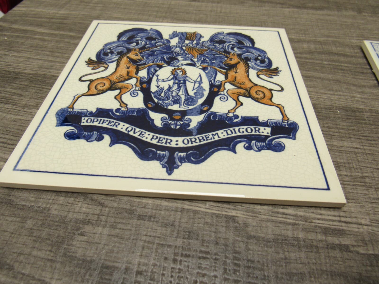 Blue Delft Pharmacy Handmade Pill Tile 1982 BURROUGHS - Thumbnail 4
