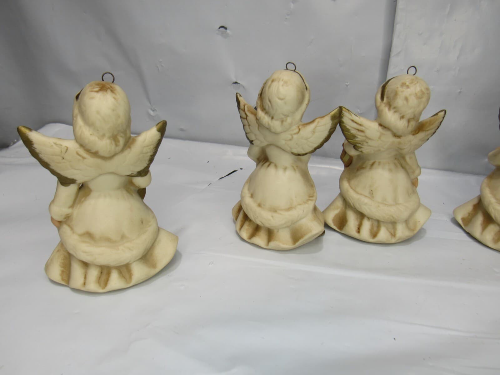 Vtg HOMCO Angel Christmas Ornaments Porcelain Holiday Figurines Set Of 6 Q47M - Thumbnail 5