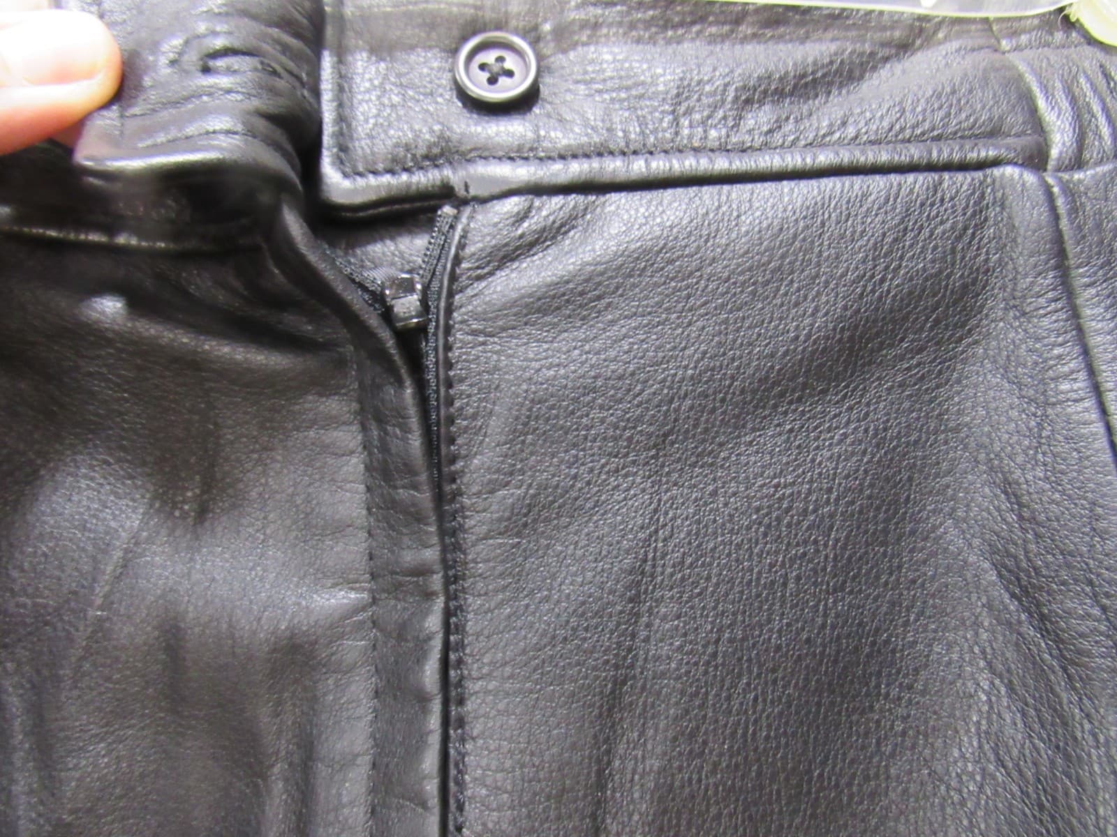 Vintage Black Leather Maxi Skirt Preston & York Size 14 Lined Back Slit (I7K) - Thumbnail 7