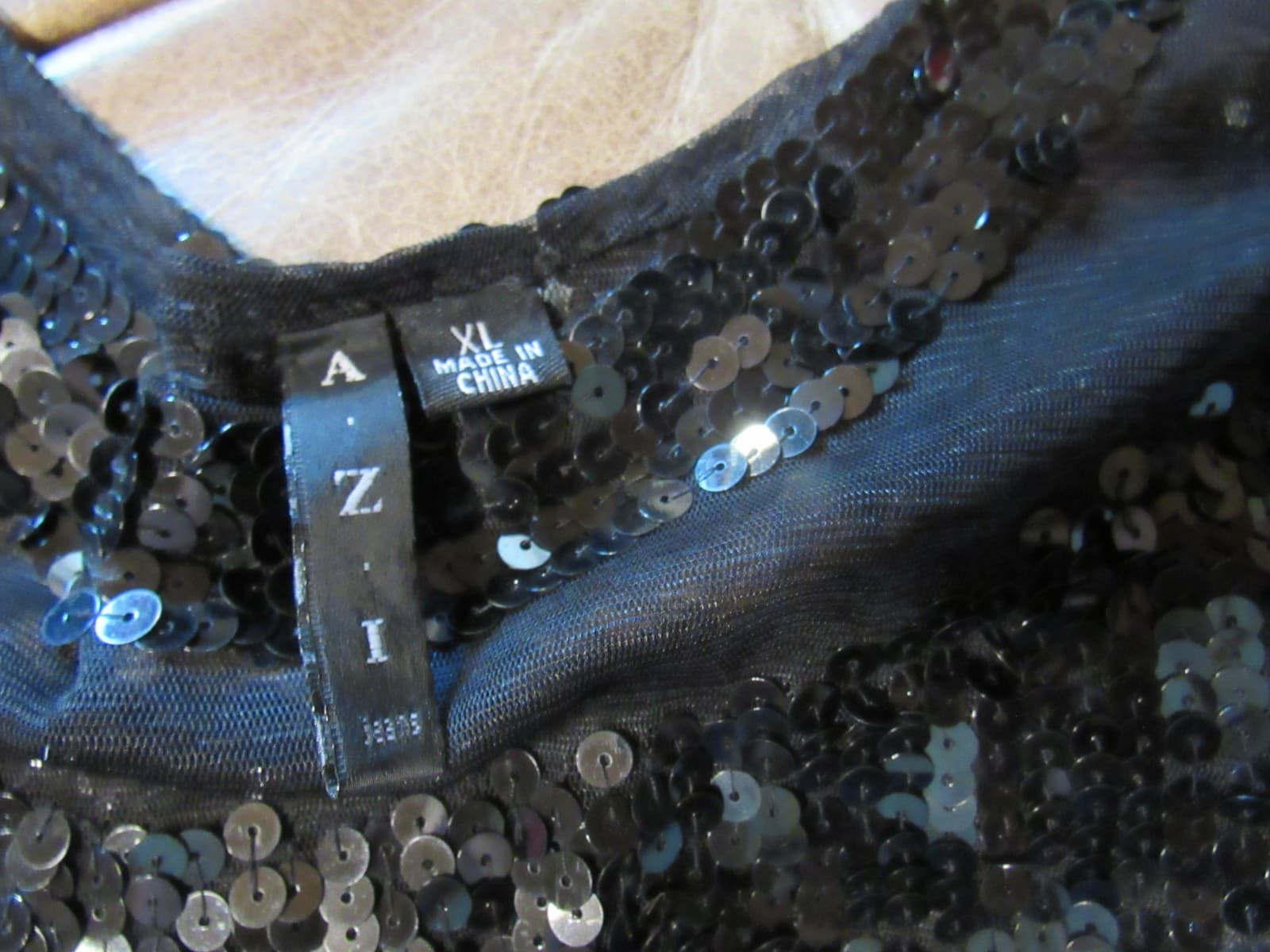 A.Z.I. Sequin / Sheer Long Top Womens Size XL NWT Black (I5K) - Thumbnail 4