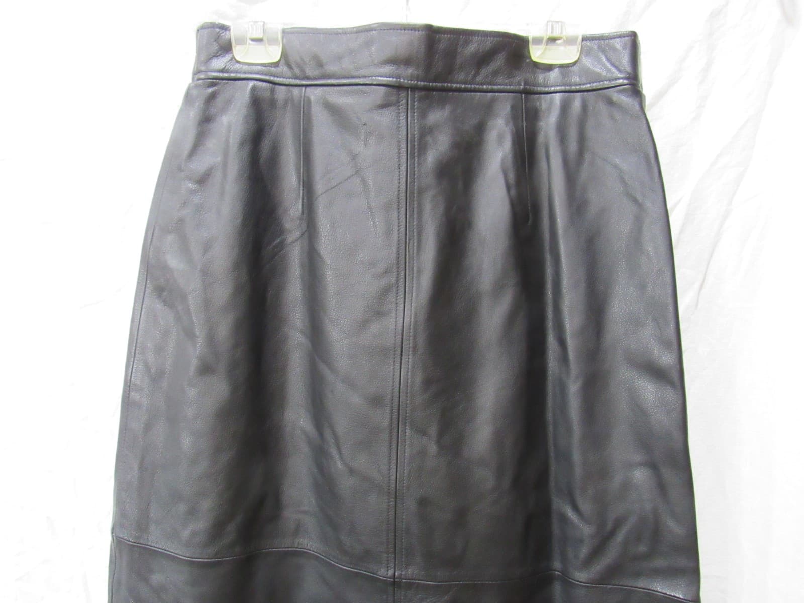 Vintage Black Leather Maxi Skirt Preston & York Size 14 Lined Back Slit (I7K) - Thumbnail 3