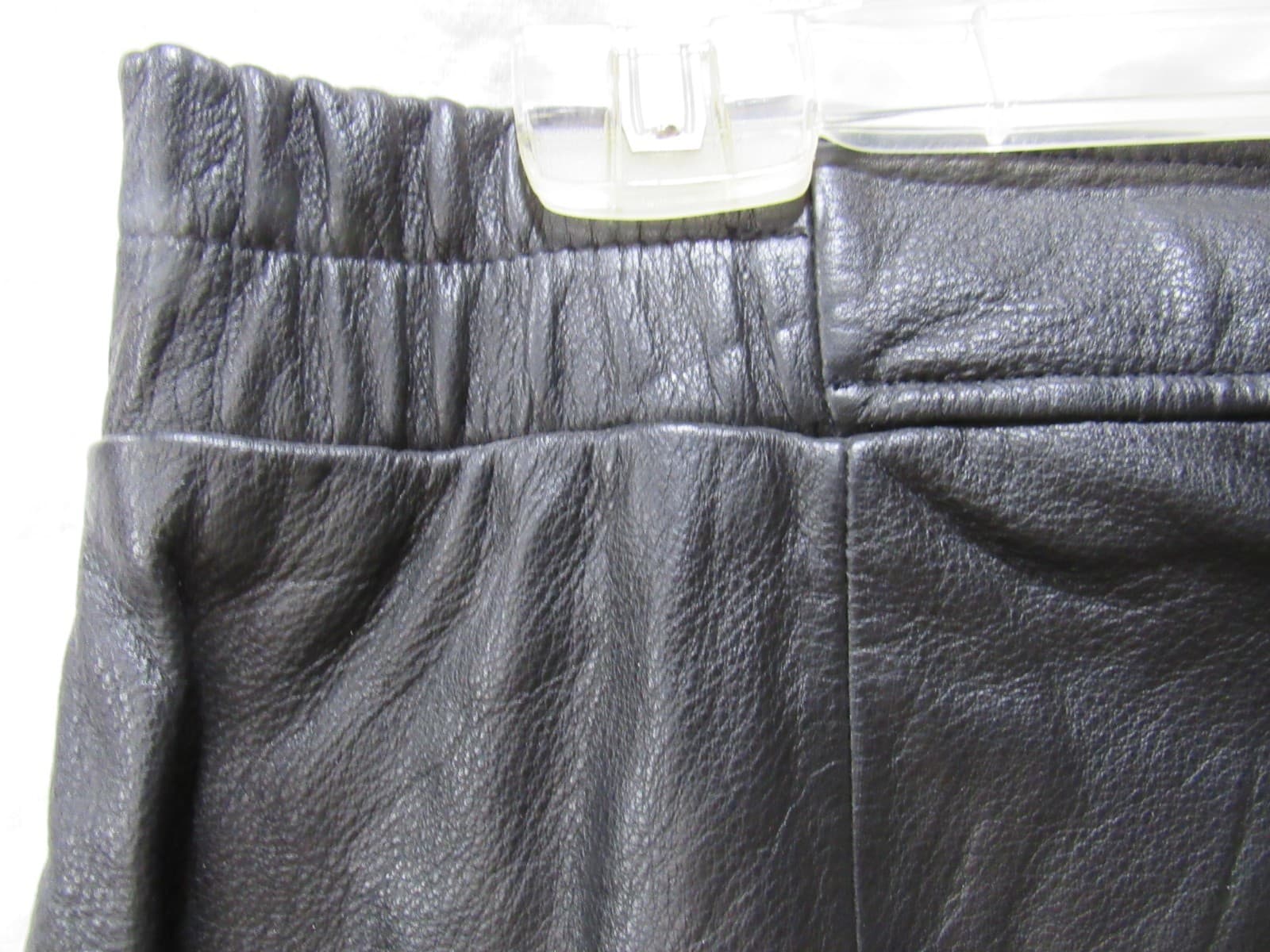 Vintage Black Leather Maxi Skirt Preston & York Size 14 Lined Back Slit (I7K) - Thumbnail 8
