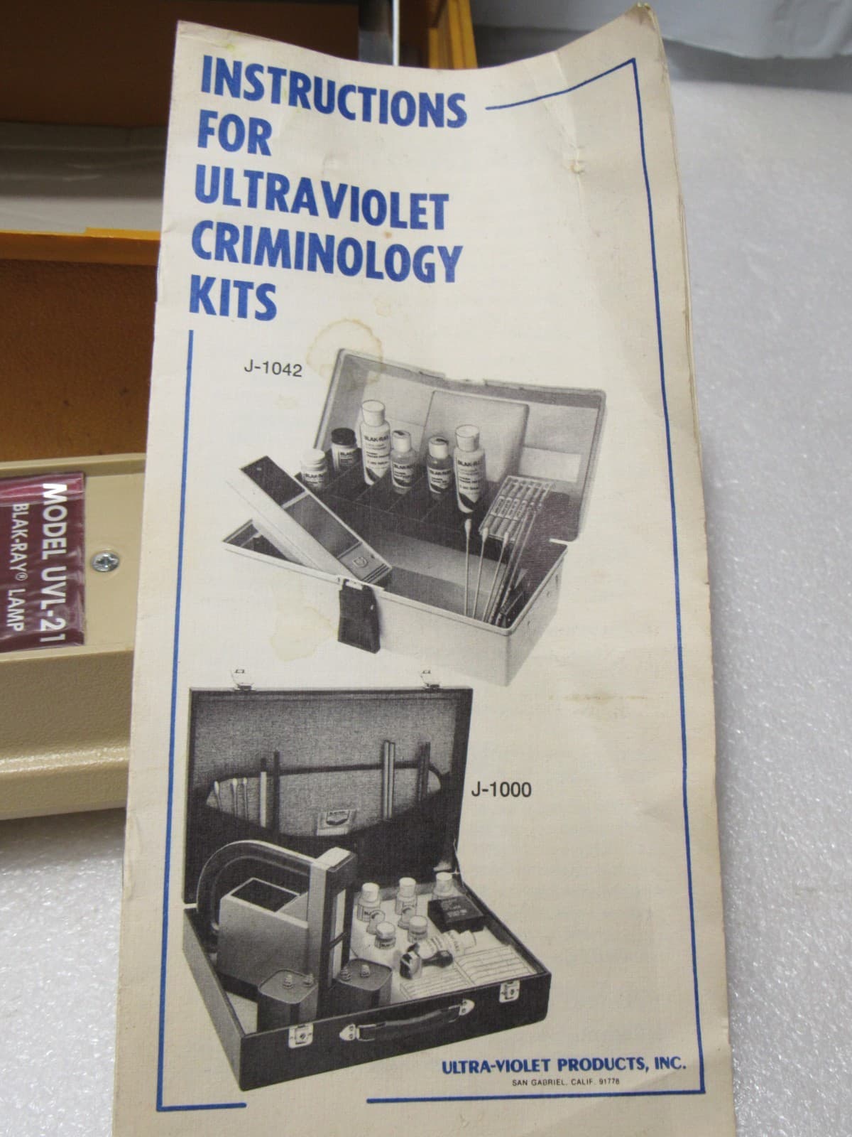 Ultra-Violet UVL-21 Blak-Ray Lamp long wave UV-366nm 115VAC, 60 Hz Crime Kit V41 - Thumbnail 9