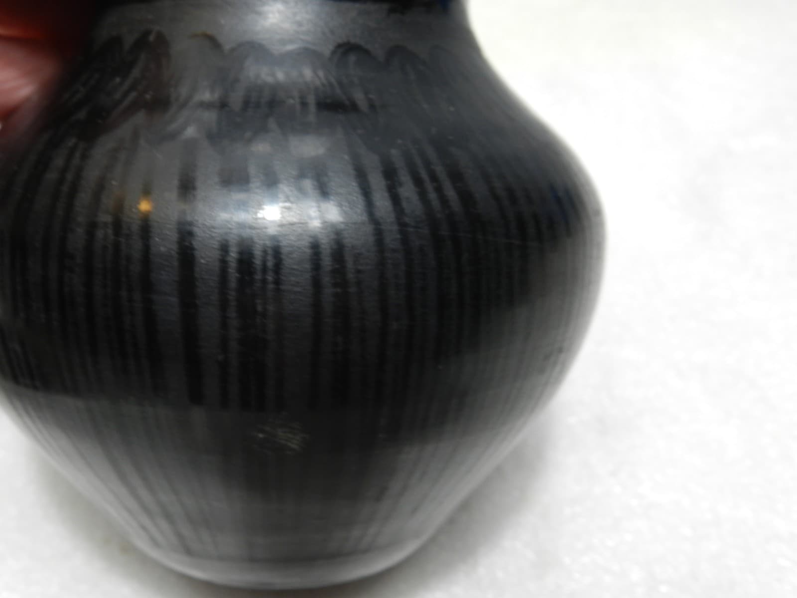 Vintage Black Pottery Vase von Istvan Fazekas aus Nadudvar 1998 Signed (C56S) - Thumbnail 3