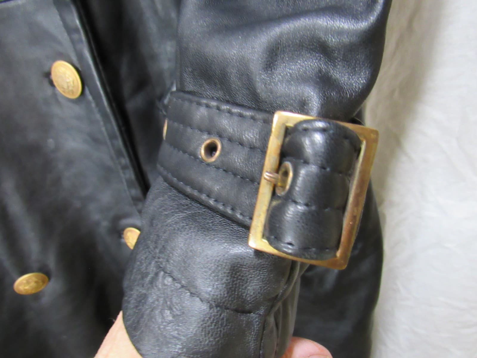 Womens Yudofsky Furriers Louisville, KY Long Naval Trench Leather Coat Sz L I8K - Thumbnail 8