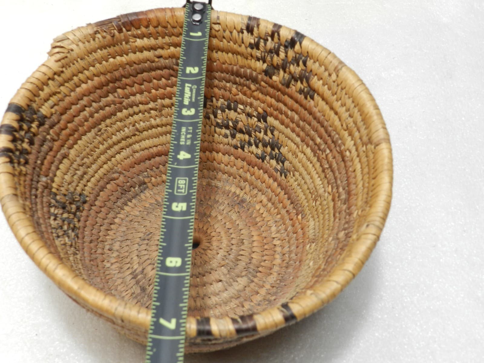 Native American Pima/Papago (Tohono O'odham) Hand-Woven Coiled Basket Bowl C53S - Thumbnail 8