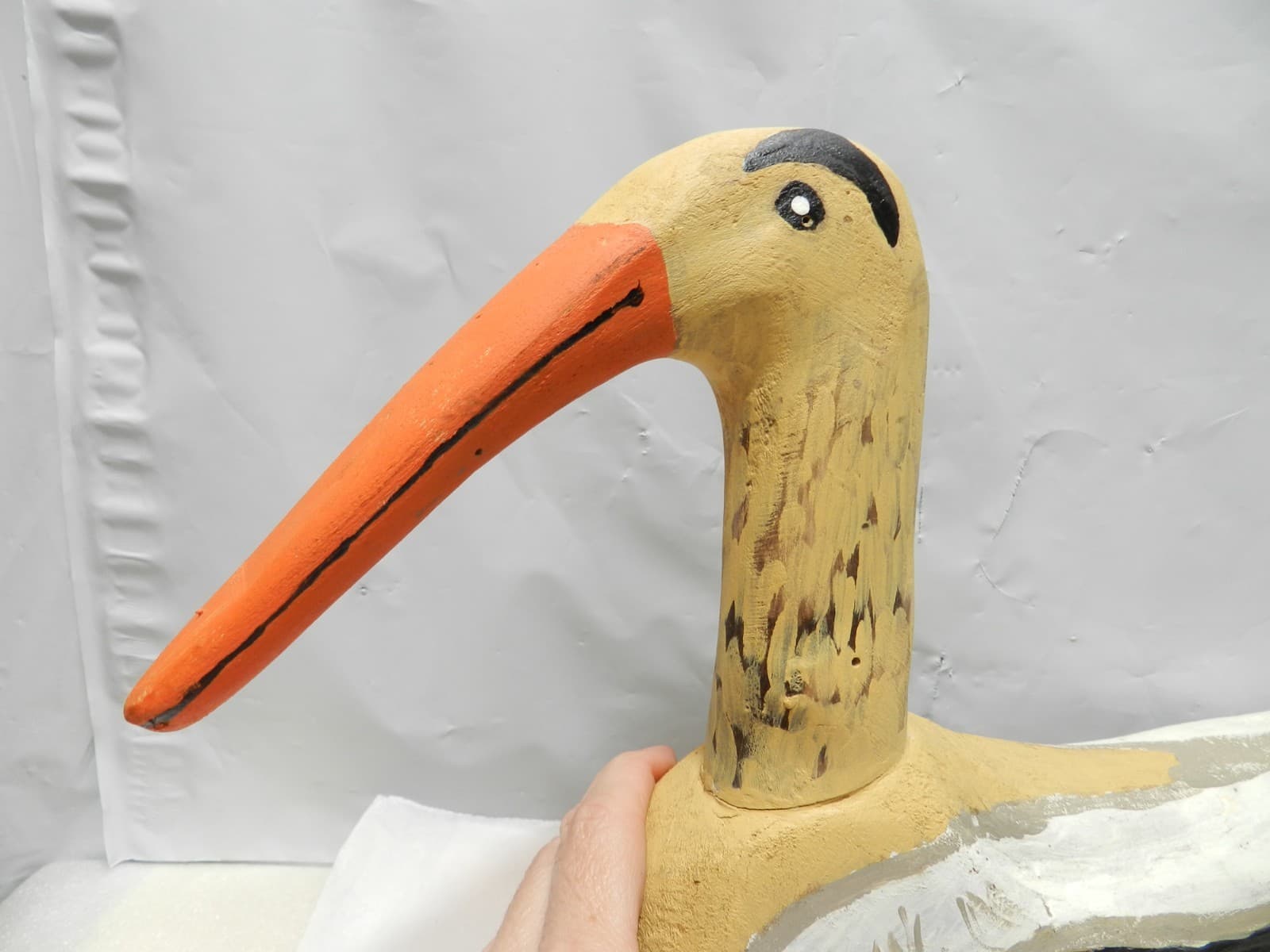 14 Inch Handcarved & Handpainted Wooden Shorebird Likely A Sandpiper B12s - Thumbnail 9
