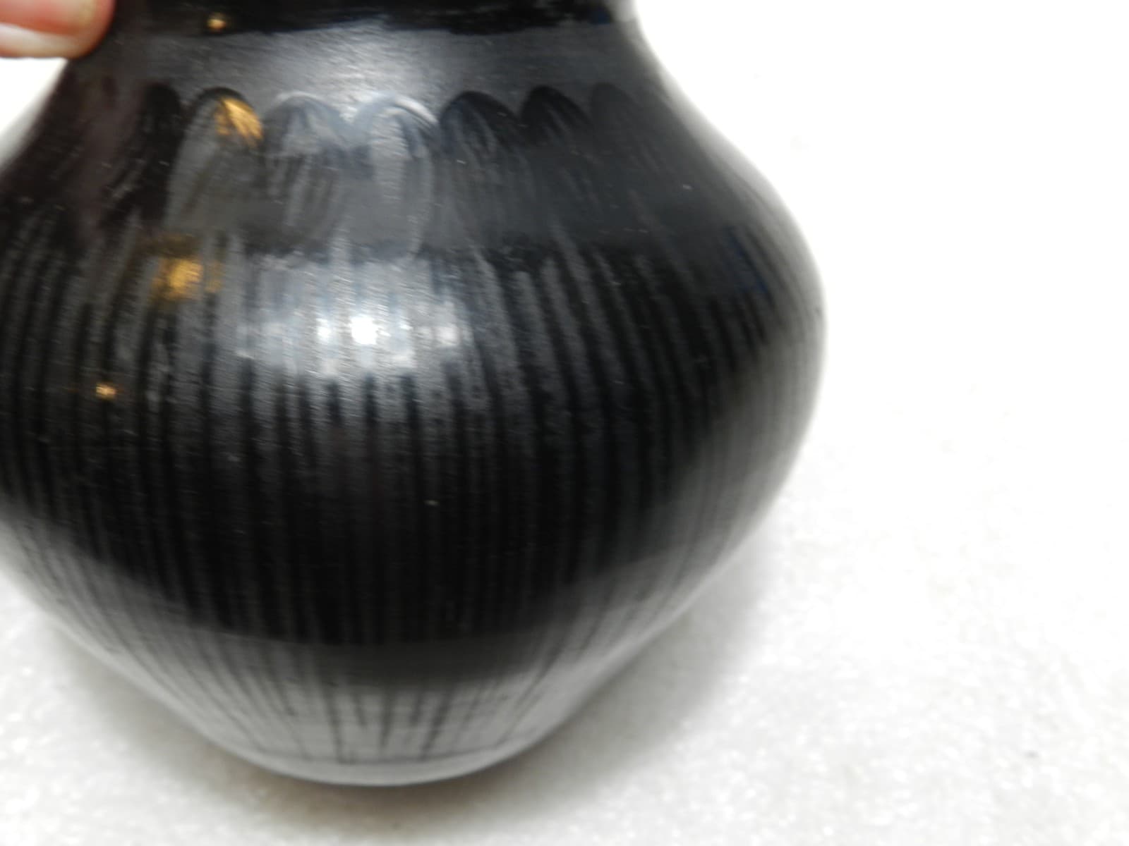 Vintage Black Pottery Vase von Istvan Fazekas aus Nadudvar 1998 Signed (C56S) - Thumbnail 9