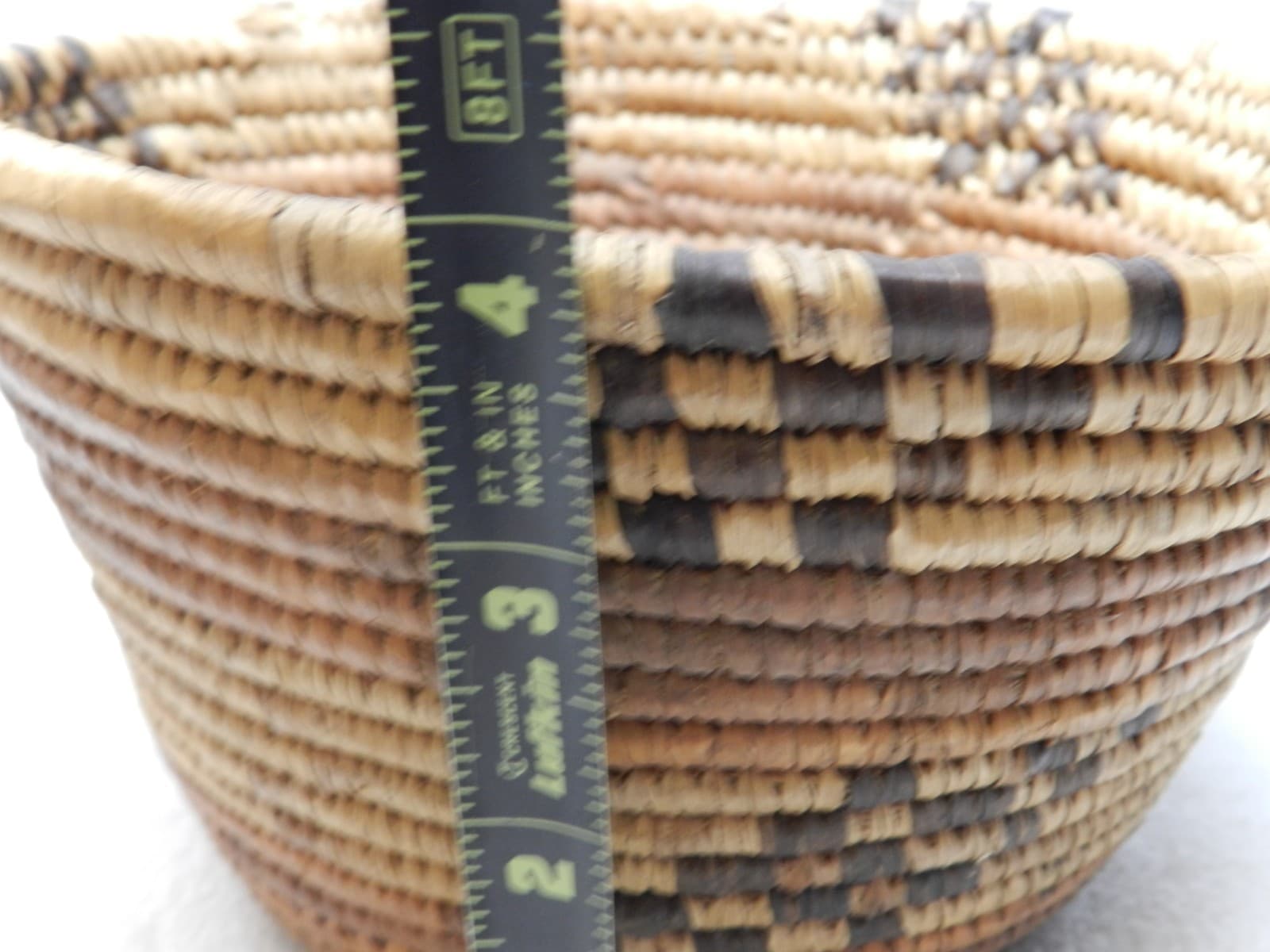 Native American Pima/Papago (Tohono O'odham) Hand-Woven Coiled Basket Bowl C53S - Thumbnail 9