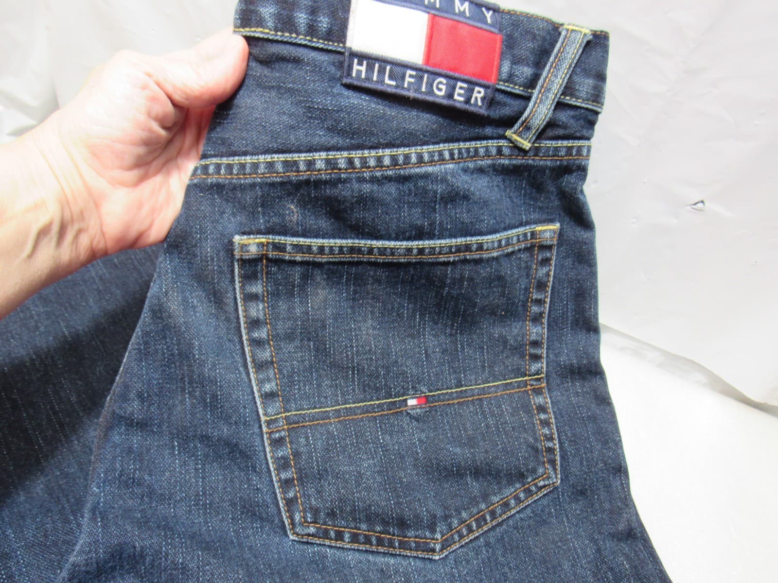 Vintage Tommy Hilfiger Jeans Mens 33 x 32 Dark Wash Denim (V38J) - Thumbnail 3