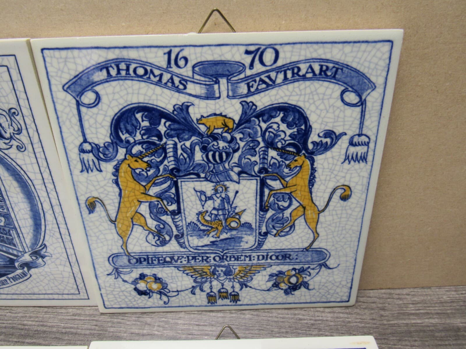 LOT OF 4 Vintage BLUE DELFT Holland Pharmacy Tiles (3) - Thumbnail 3
