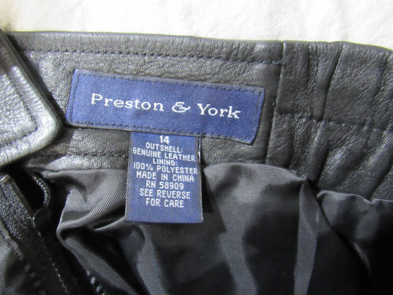 Vintage Black Leather Maxi Skirt Preston & York Size 14 Lined Back Slit (I7K) - Thumbnail 9