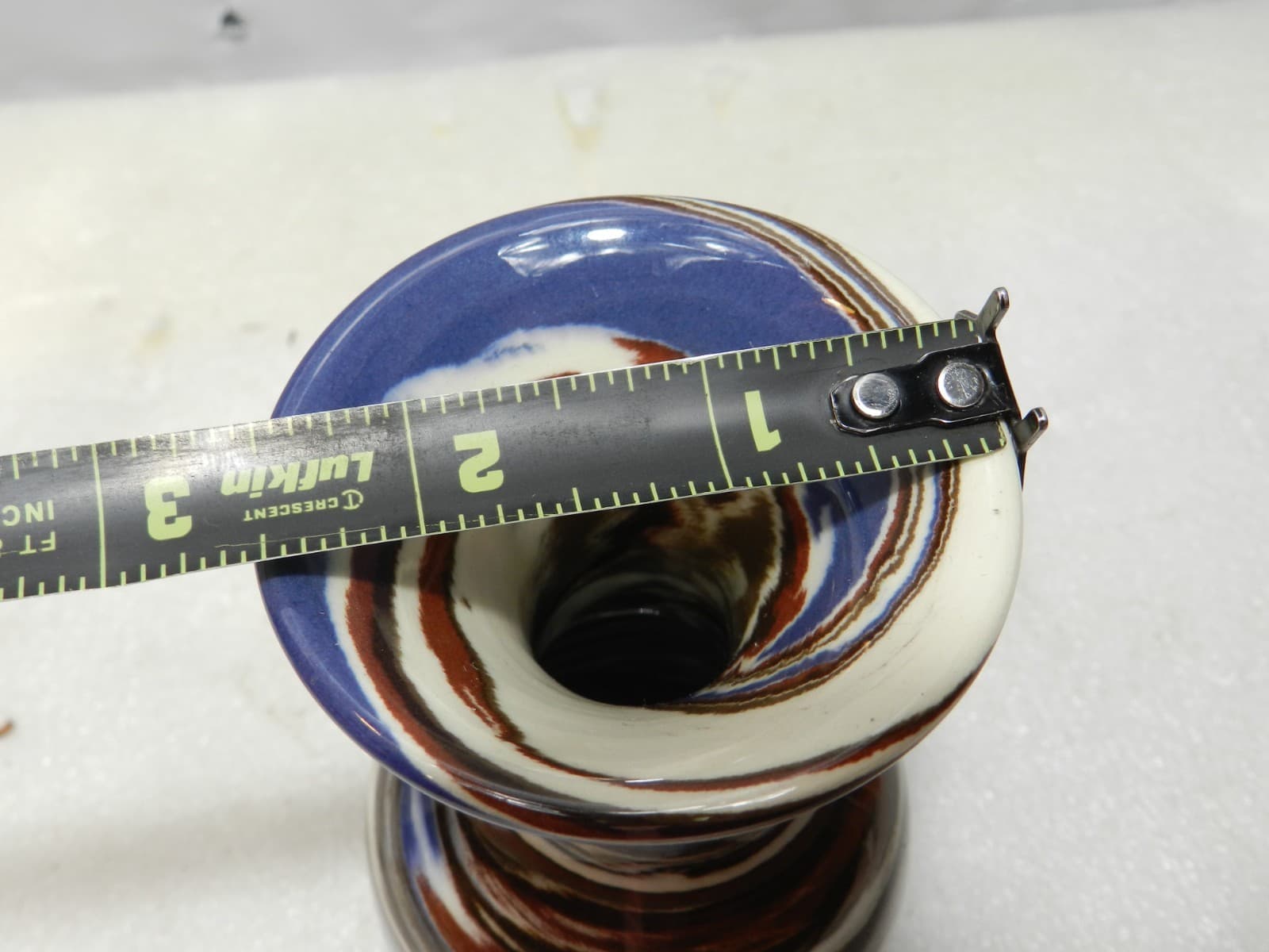 Vintage Desert Sands Pottery Ceramic Bud Vase Brown Blue Cream Swirl 5" (C57S) - Thumbnail 7
