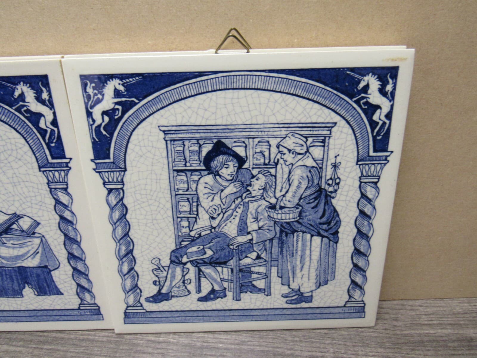 LOT OF 4 Vintage BLUE DELFT Holland Pharmacy Tiles (3) - Thumbnail 5
