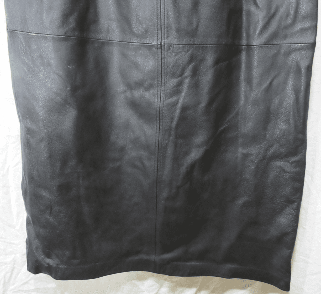 Vintage Black Leather Maxi Skirt Preston & York Size 14 Lined Back Slit (I7K) - Thumbnail 2