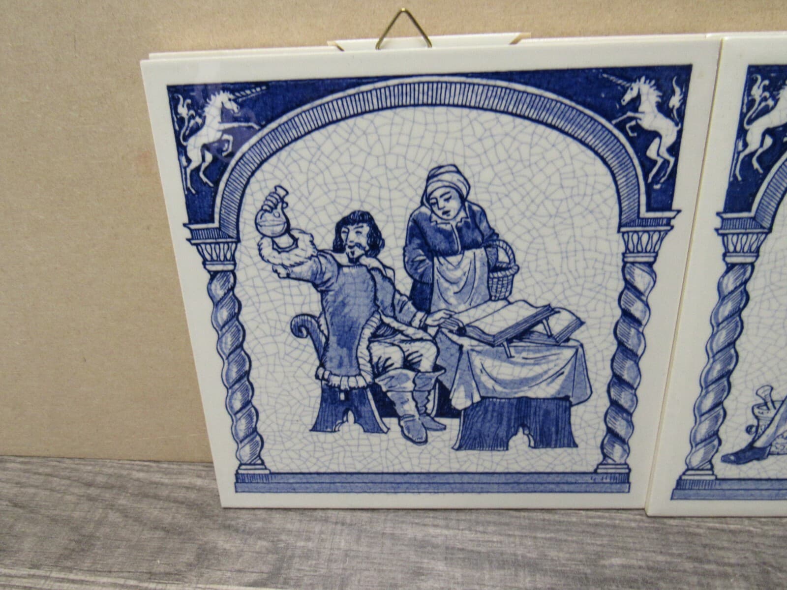 LOT OF 4 Vintage BLUE DELFT Holland Pharmacy Tiles (3) - Thumbnail 4