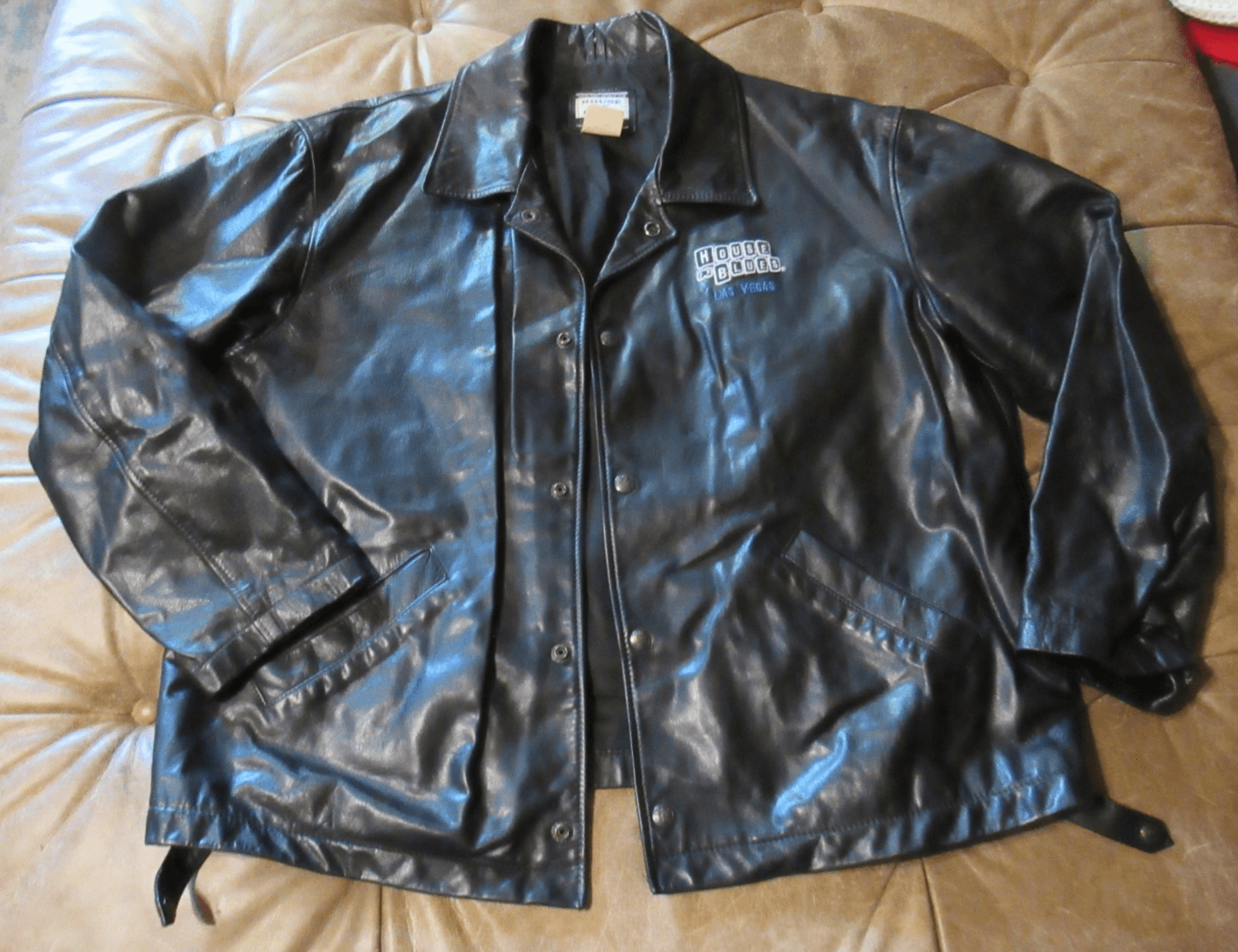 Vintage House of Blues Black Leather Jacket by Roots Size XL Embroidered (I6K) - Thumbnail 2
