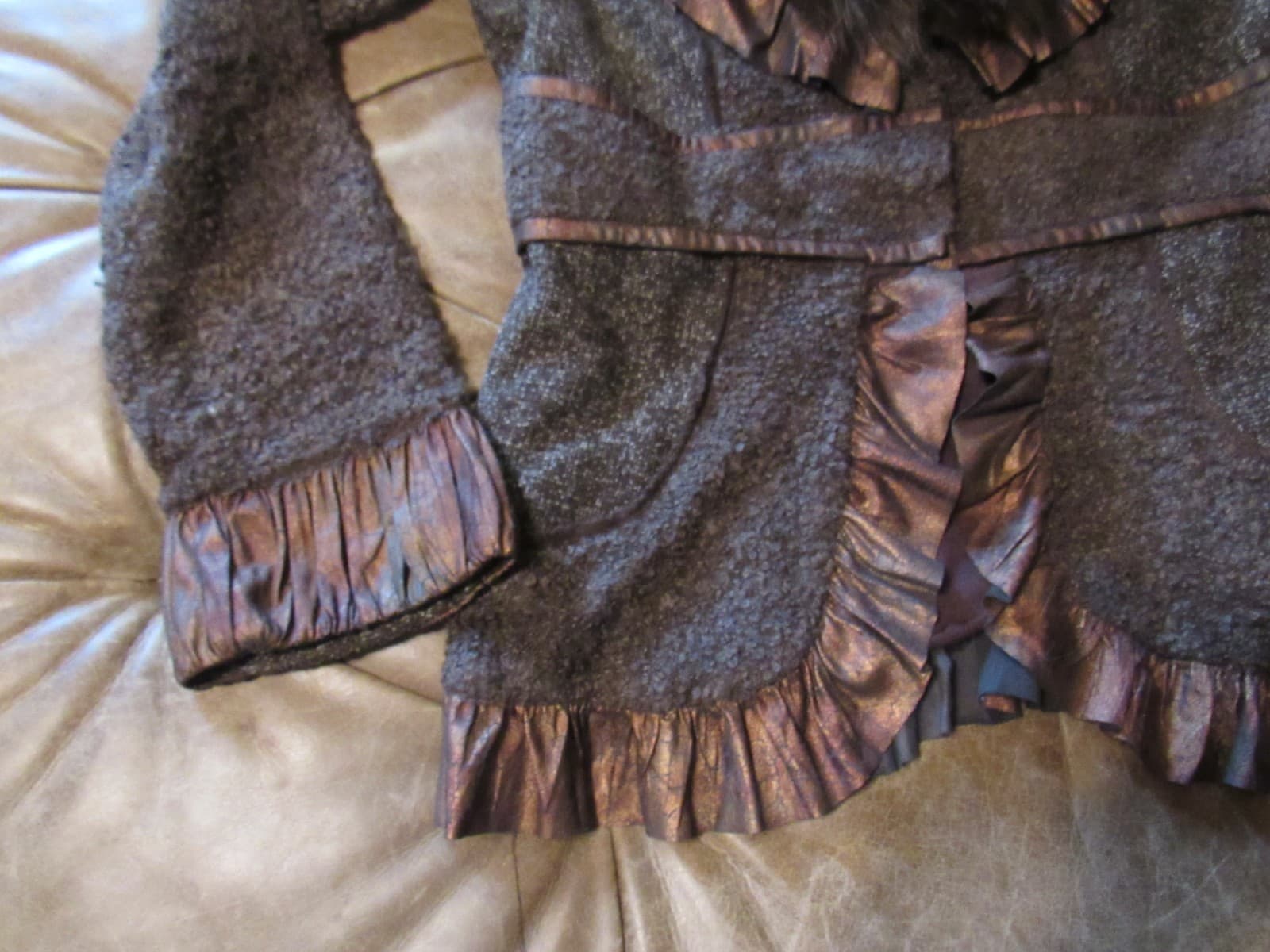NWT Dolce Cabo Genuine Raccoon Fur Collar Jacket Size Large (I9K) - Thumbnail 3