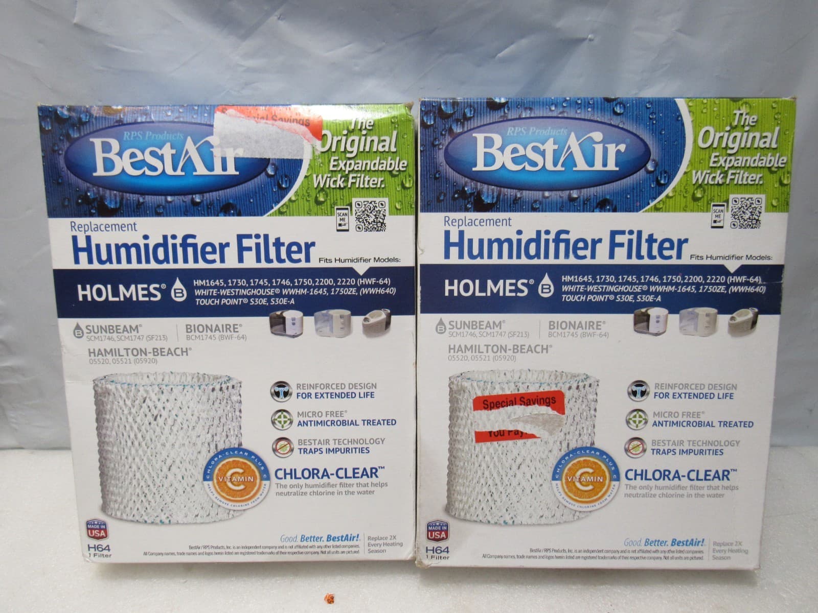 2 Pack New BestAir Replacement Expandable Wick Humidifier Filter H64 (J12J) - Thumbnail 4