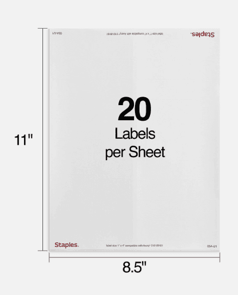 Staples Laser/Inkjet Address Labels 1" x 4" Bright White 5000 Labels (S30K) - Thumbnail 4